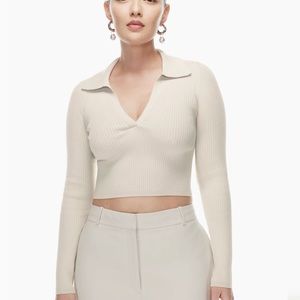 Aritzia Babaton Sculpt Knit Polo Longsleeve